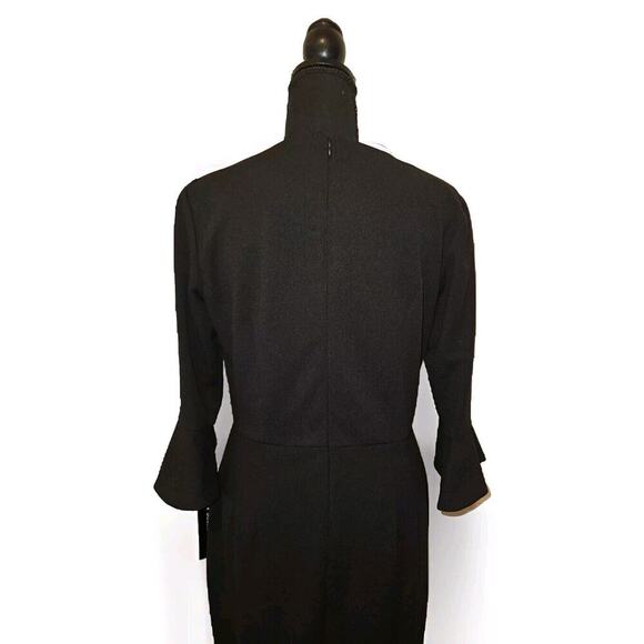 NWT! Donna Morgan Crew Neck Circular Flounce Sleeve Solid Crepe Dress Sz 8 - Picture 6 of 11